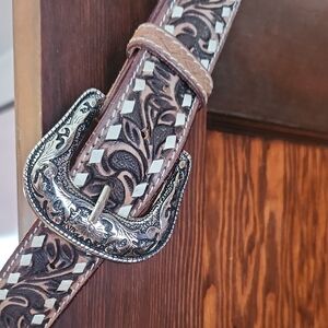 Brown and Silver Western Belt